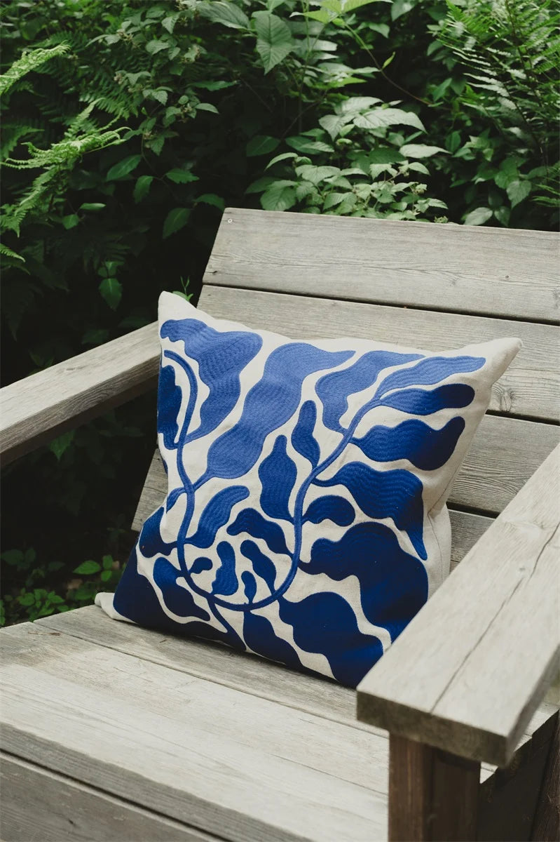 Blue Leaves Cushion
