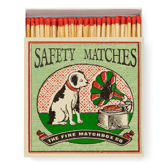 Archivist Square Box Matches - Dog + Gramophone