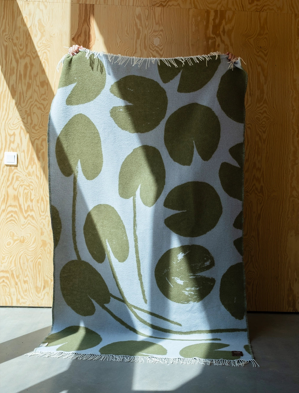 Water Lillies Large Wool Blanket - Blue / Green