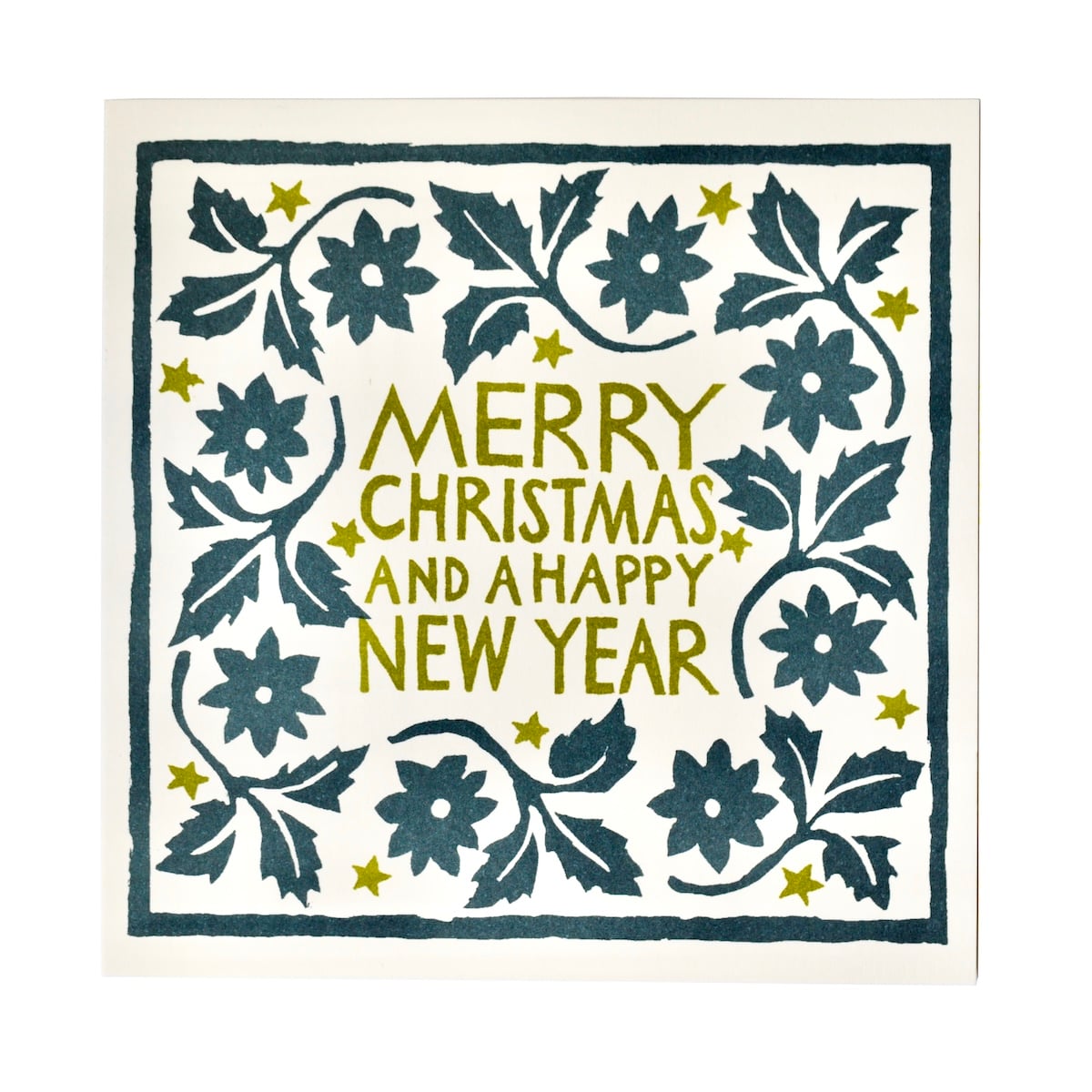 Cambridge Imprint Square Cards Leaves and Stars Black Forest and Sap / PK 10