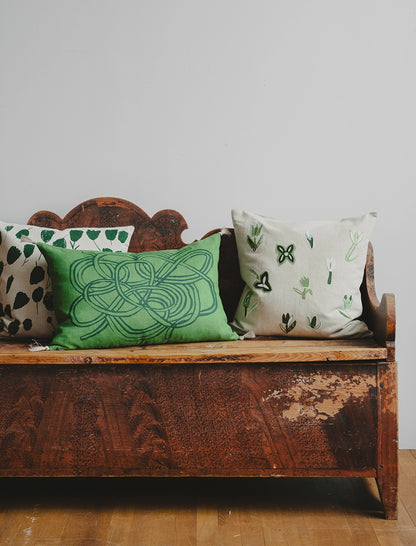 Tulip Embroidered Cushion Cover - Green