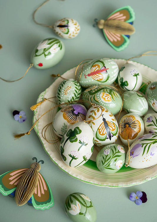 Papier Mâché Eggs 7cm Anila Sage - Various Designs