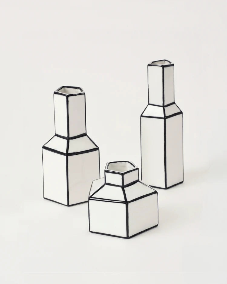 Vase M white - black Carte blanche