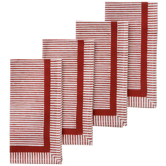 Hand Block Printed Napkins S/4 PCS Gaya Scarlet