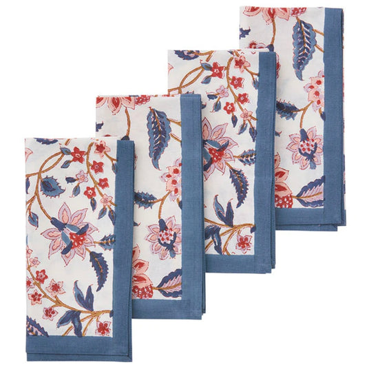 Hand Block Printed Napkins S/4 PCS Divya Royal Blue