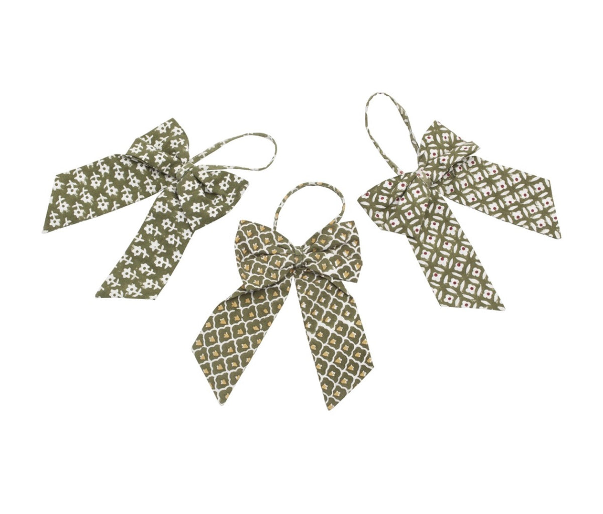 Bow Ornament / Mixed
Print / Green / set of 3