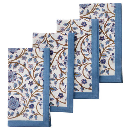 Hand Block Printed Napkins S/4 PCS Roja Atlantic