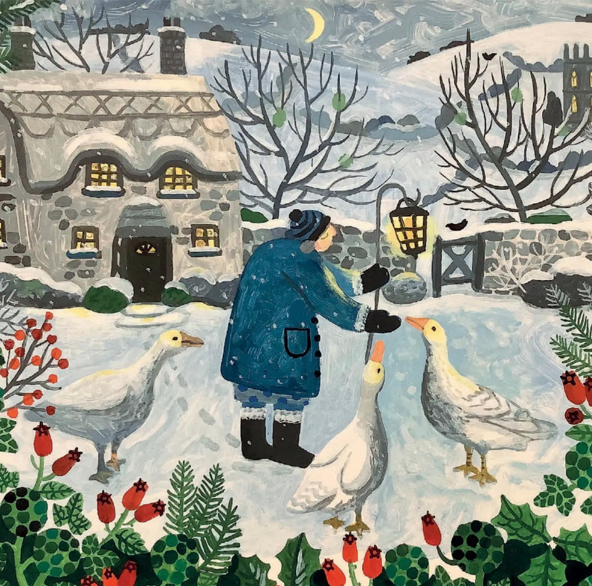 AGBI Christmas Card Pack - Geese By Moonlight