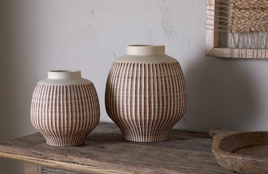 Perola Reactive Glaze Decorative Vase - Natural & Rust - Small