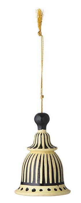 Papier Mâché Bells 8cm Gaya Cream / Black