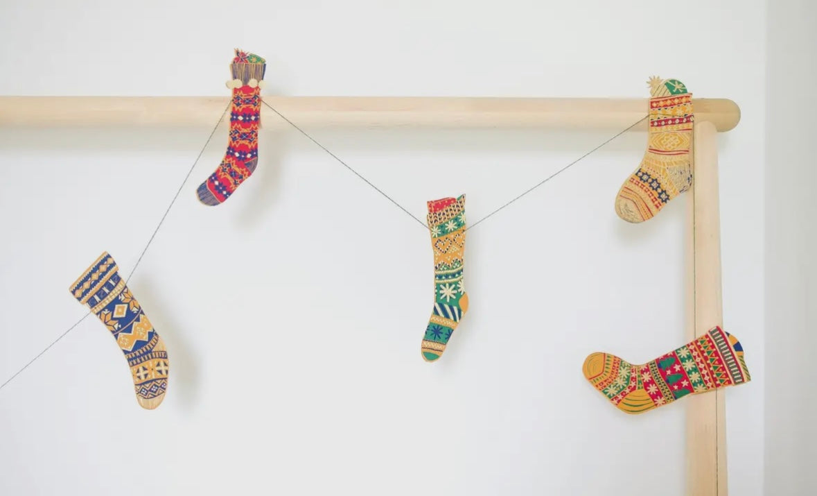 East End Press Garland - Festive Stockings