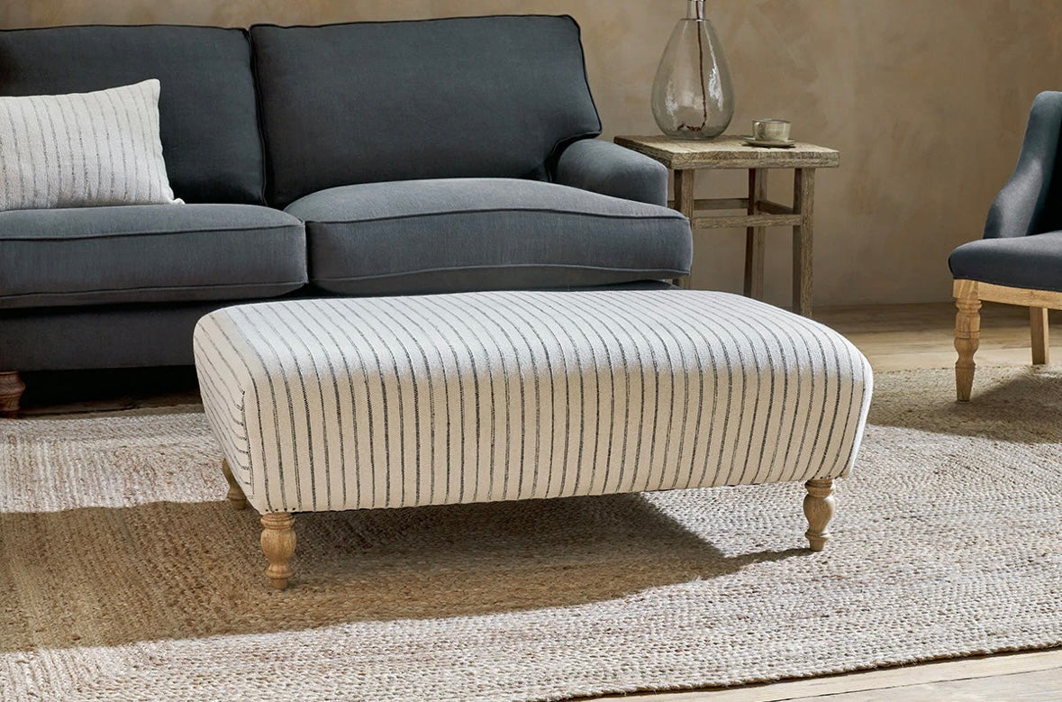 Sanja Stripe Upholstered Ottoman