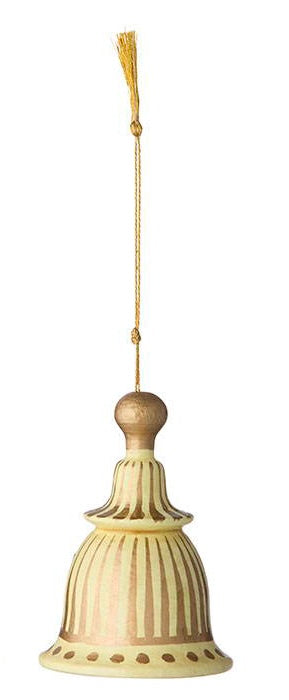 Papier Mâché Bells 8cm Gaya Cream/Gold