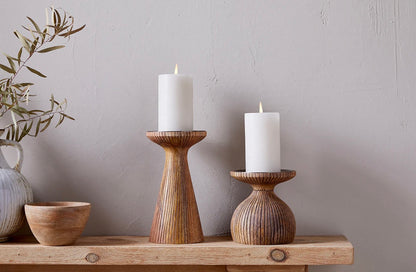Omari Mango Wood Candlestick - Natural - Large