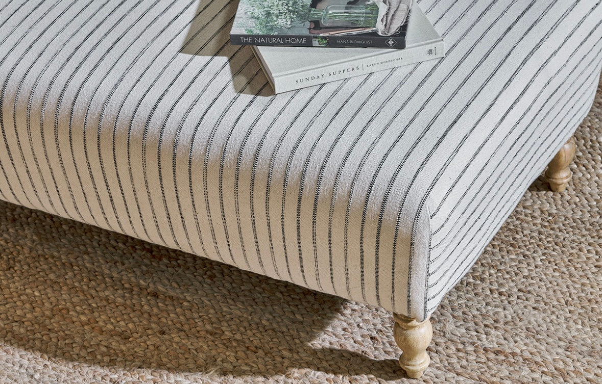Sanja Stripe Upholstered Ottoman