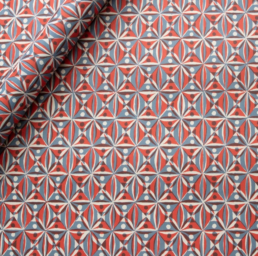 Cambridge Imprint Sheet Patterned Paper Kaleidoscope Red And Blue