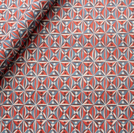 Cambridge Imprint Sheet Patterned Paper Kaleidoscope Red And Blue