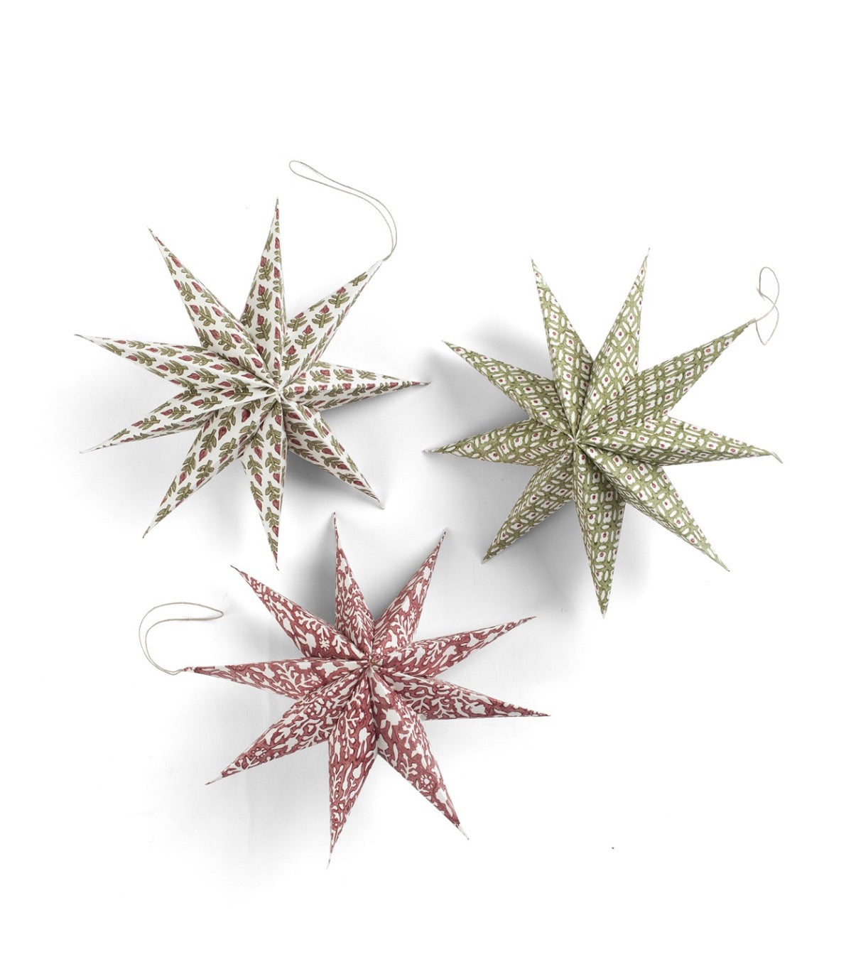 Stars - Mixed Prints /
Red/Green / Set of 3