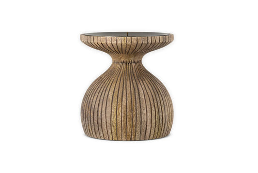 Omari Mango Wood Candlestick - Natural - Small