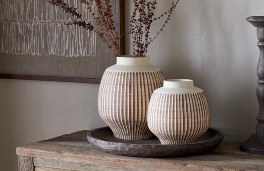 Perola Reactive Glaze Decorative Vase - Natural & Rust - Large