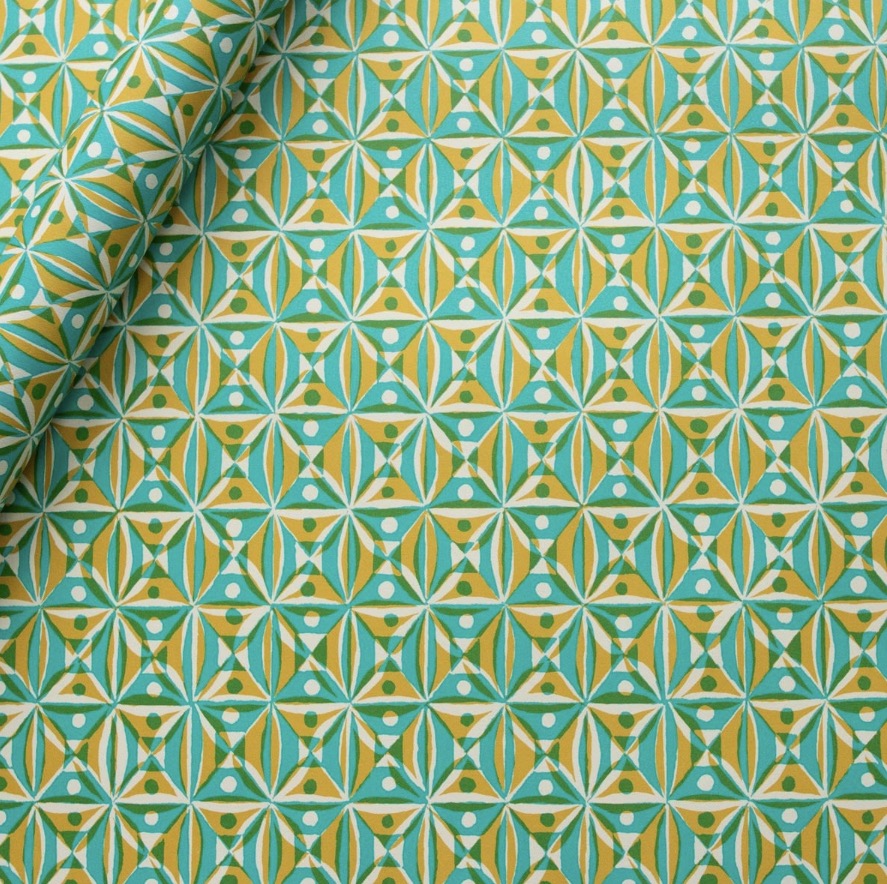 Cambridge Imprint Sheet Patterned Paper Kaleidoscope Yellow And Turquoise