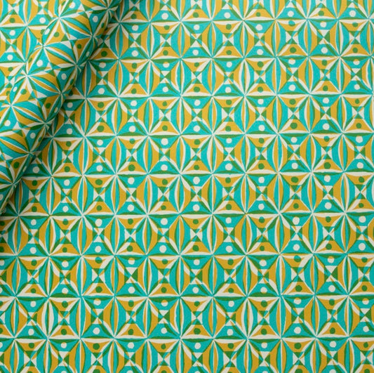 Cambridge Imprint Sheet Patterned Paper Kaleidoscope Yellow And Turquoise