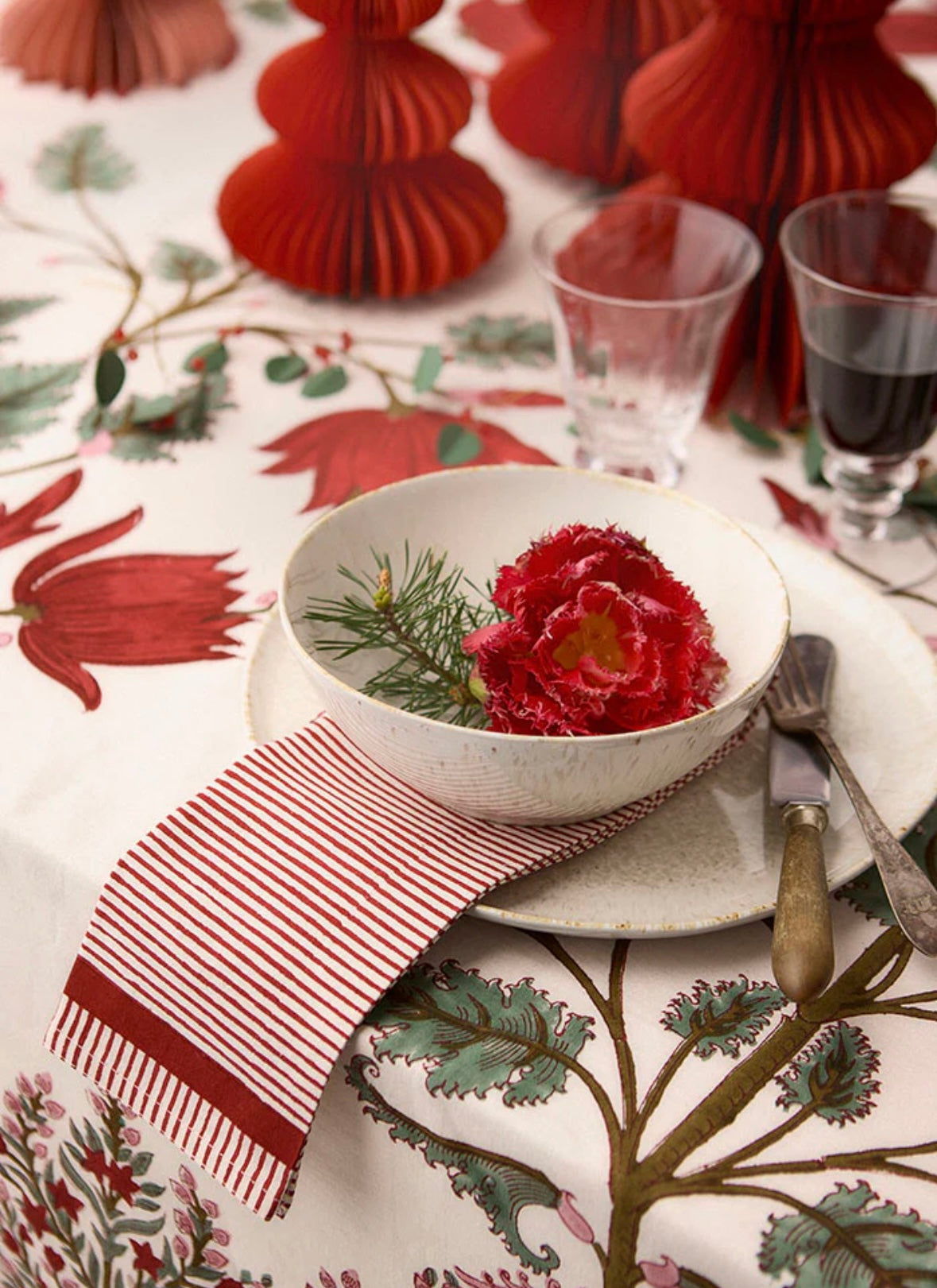 Hand Block Printed Napkins S/4 PCS Gaya Scarlet