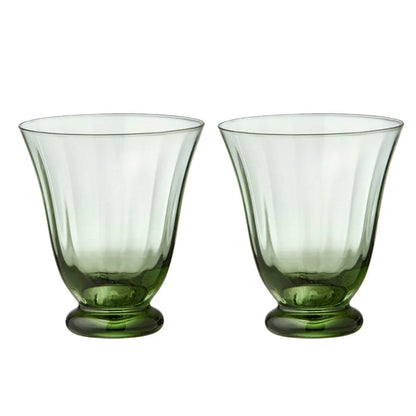 Water Glass Trellis Sage S/2pcs