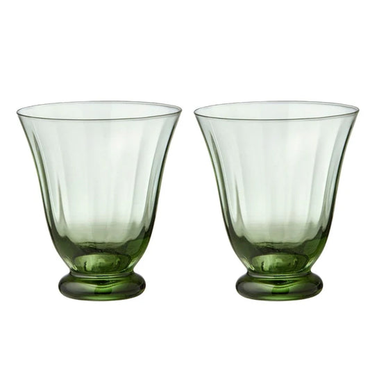Water Glass Trellis Sage S/2pcs