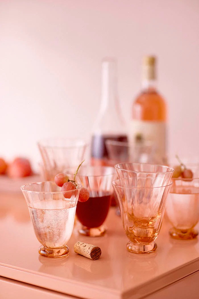Water Glass Trellis Peach S/2pcs