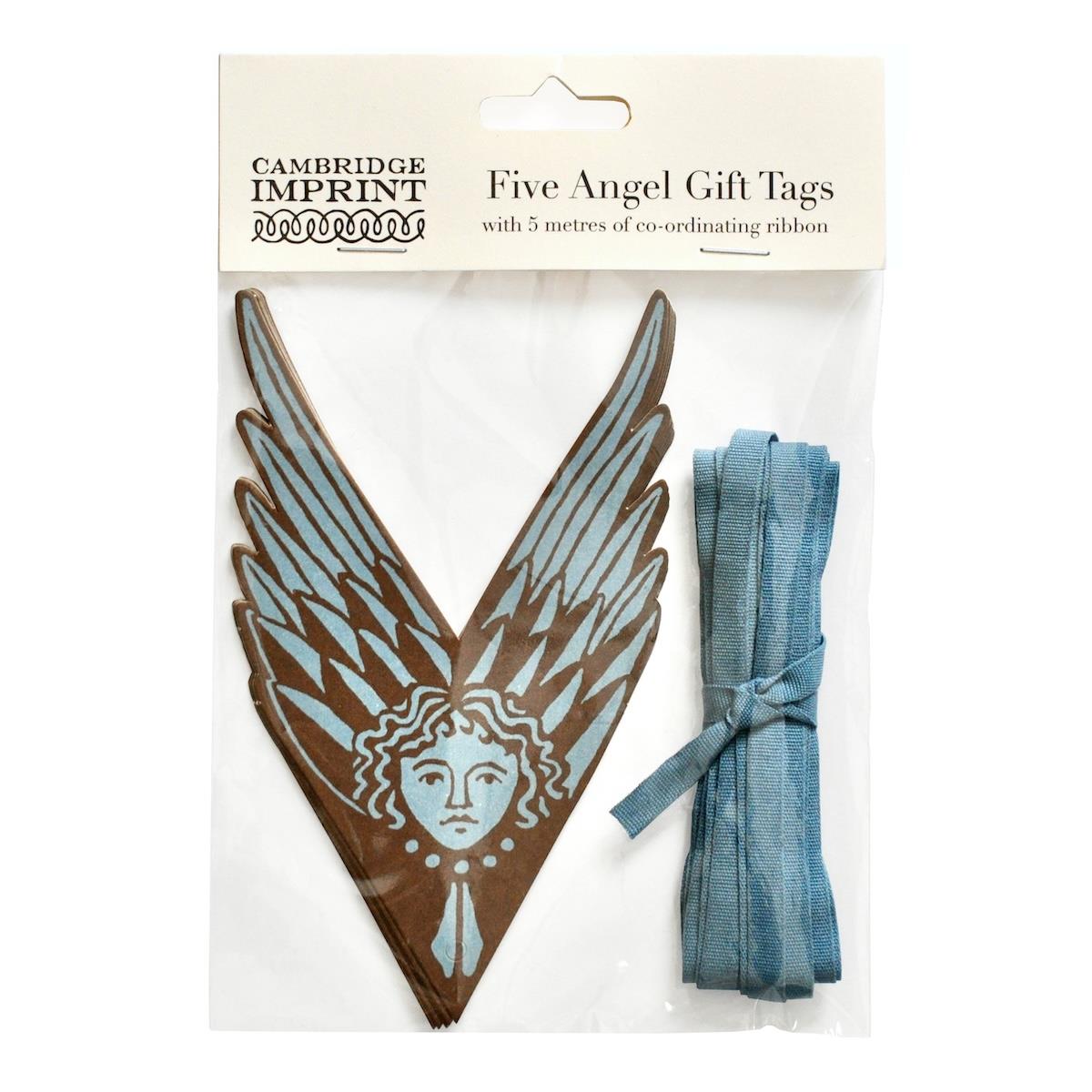 5 Fancy Suffolk Angels Gift Tags Bruised Copper