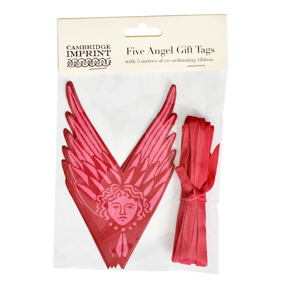 5 Fancy Suffolk Angels Gift Tags Plum Pudding