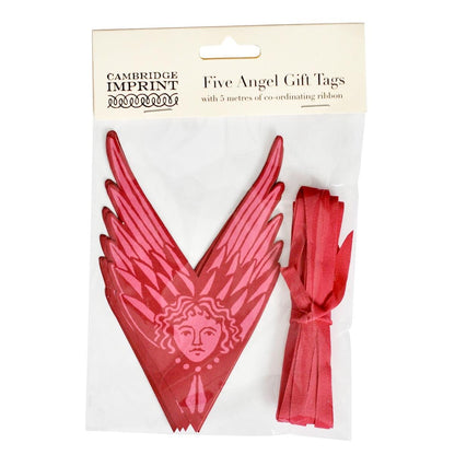 5 Fancy Suffolk Angels Gift Tags Plum Pudding