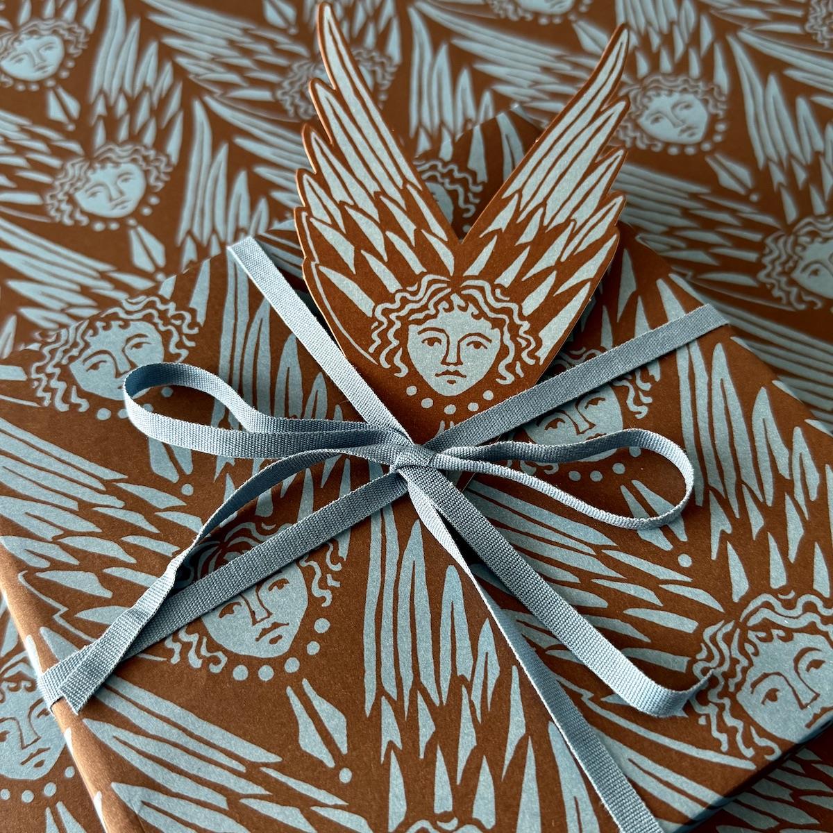 5 Fancy Suffolk Angels Gift Tags Bruised Copper