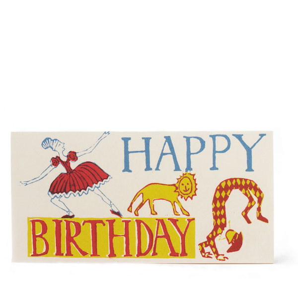 Cambridge Imprint Long Card Happy Birthday Ballerina, Lion, Acrobat