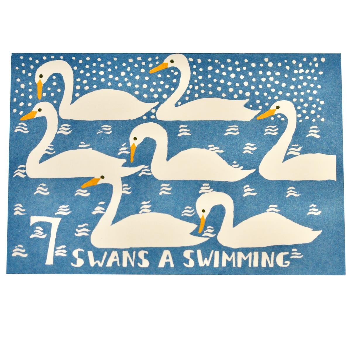 Cambridge Imprint Card Seven Swans A-Swimming