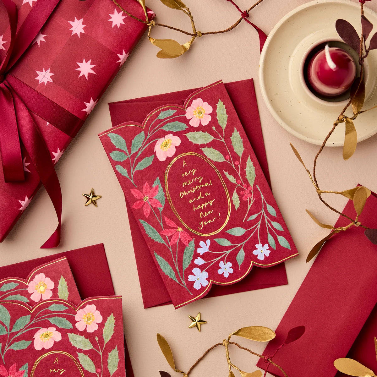 Red Flora 'Merry Christmas' Card