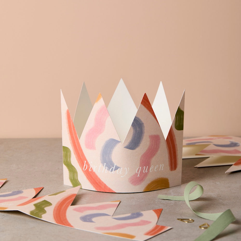 BRUSHSTROKE PAPER CROWN BIRTHDAY CARD – “BIRTHDAY QUEEN”