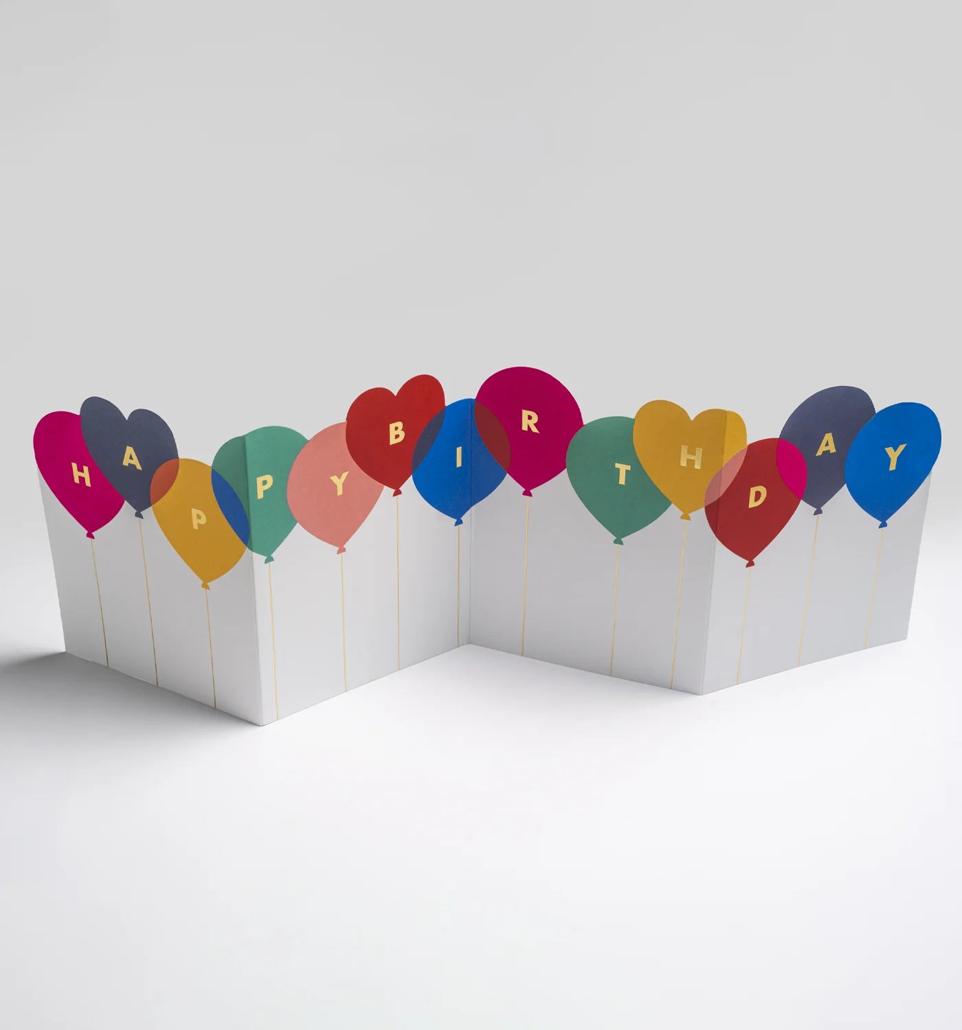 Happy Birthday Balloons Fold Out Concertina Card × 6