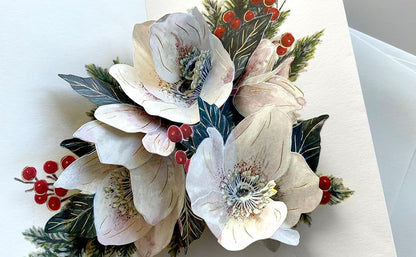 Christmas Rose Pop Up Greetings Card