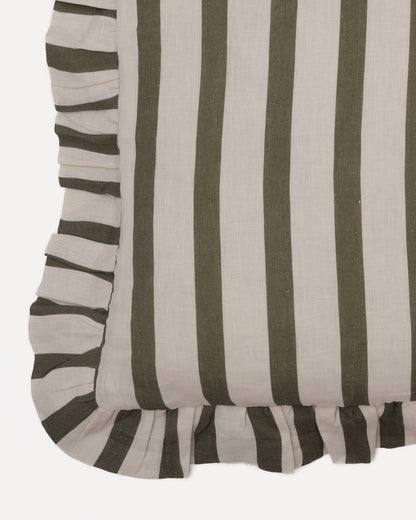Amuse la Bouche Olive & Ivory Thin Stripe Cushion
