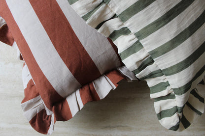 Amuse la Bouche Olive & Ivory Thin Stripe Cushion