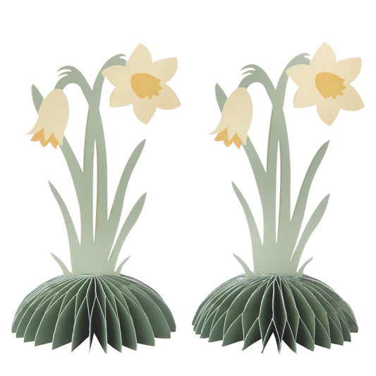 Honeycomb Standing Daffodils H15cm Straw S/2pcs