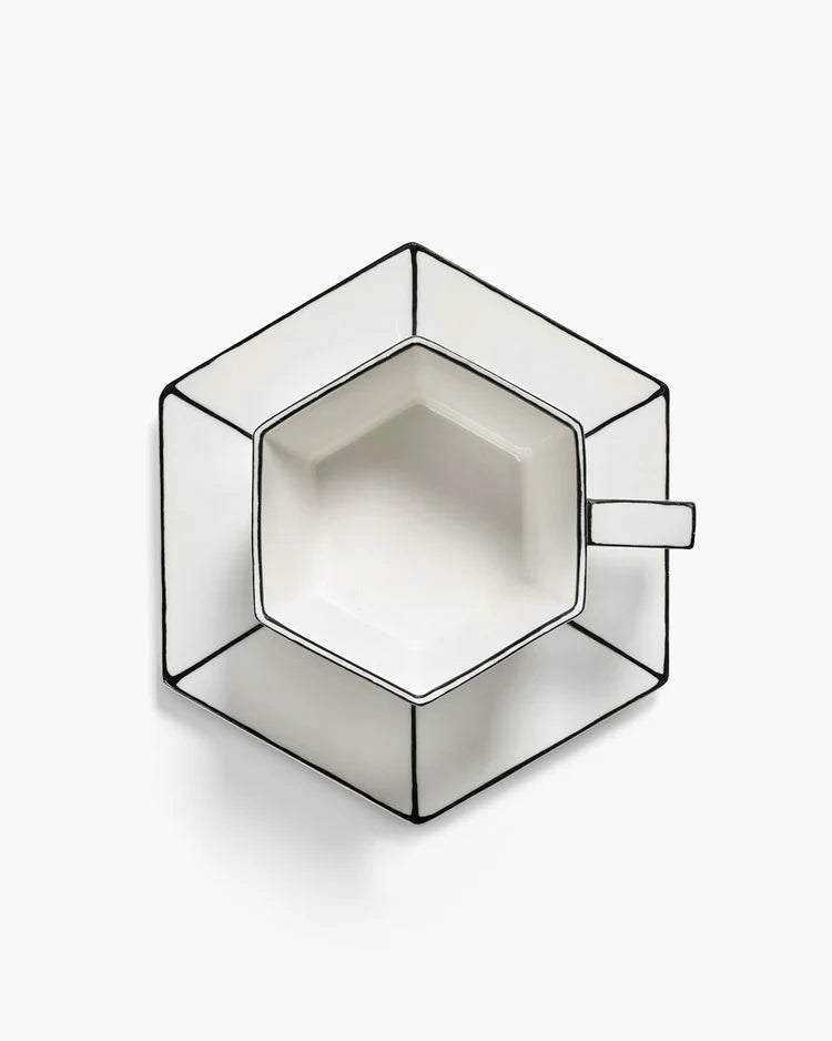 Cappuccino cup with saucer white - black Carte Blanche