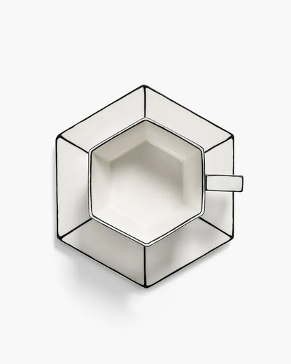 Cappuccino cup with saucer white - black Carte Blanche
