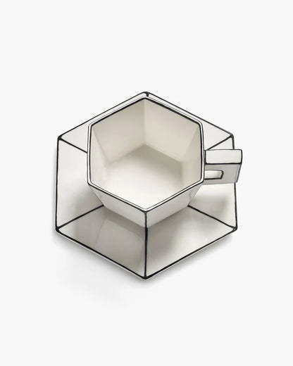 Cappuccino cup with saucer white - black Carte Blanche