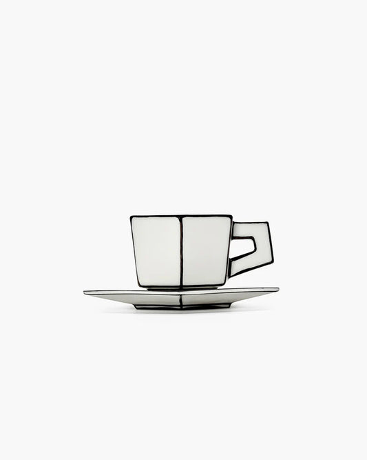 Espresso cup with saucer white - black Carte Blanche