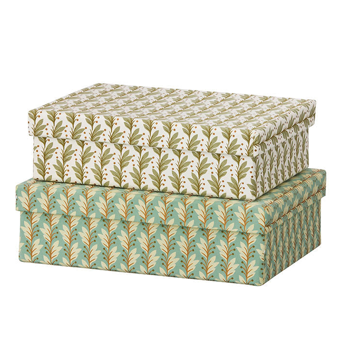 Oblong Box L Naya- Green, cream leaf