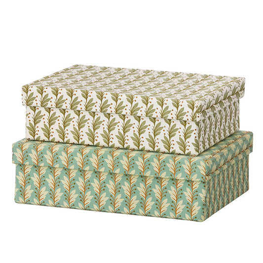Oblong Box L Naya- Green, cream leaf