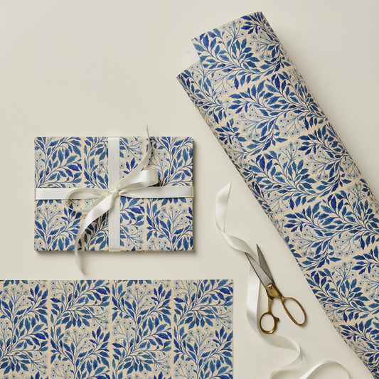 Blue Flora Patterned Sheet Paper